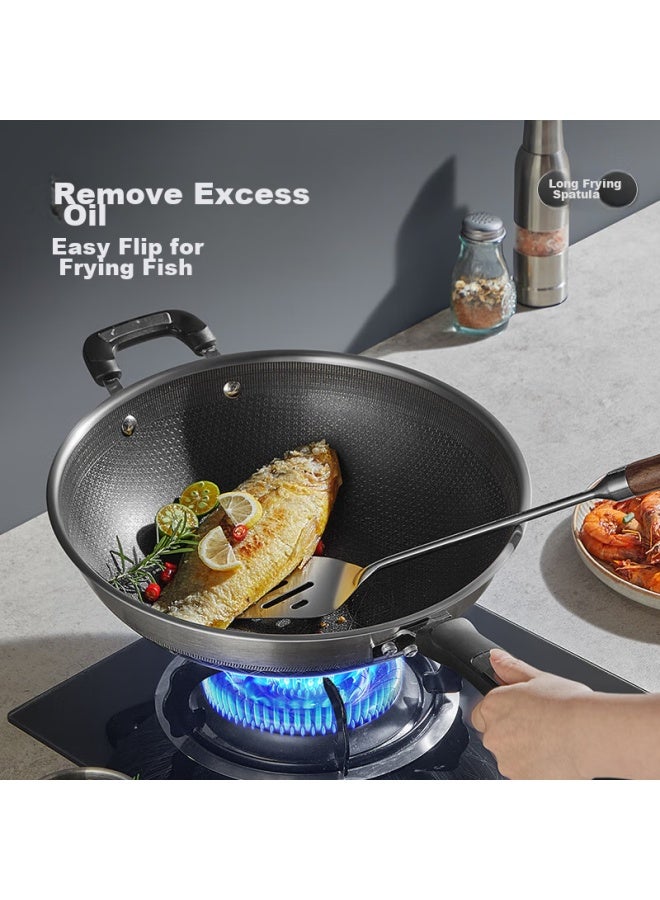 COOKER KING Chuidahuang Spatula, 316 Stainless Steel, Wok Spatula, Fish Spatula, Imported Rosewood Handle, Specially For Iron Pans, Extended Version  - Image 3