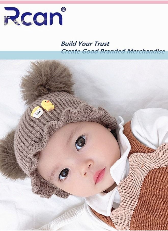 Rcan Kids Cute Cartoon Baby Fetal Cap Soft Warm Knitting Baby Hat Cotton 5-20 Months Brown  - Image 2
