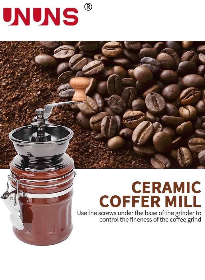 UNUNS Manual Coffee Grinder, Ceramic Coffee Bean Grinder Manual Burr Grinder, Antique Coffee Mill with Cast Iron Hand Crank for Making Mesh Coffee, Decoration, Best Gift  - Image 3