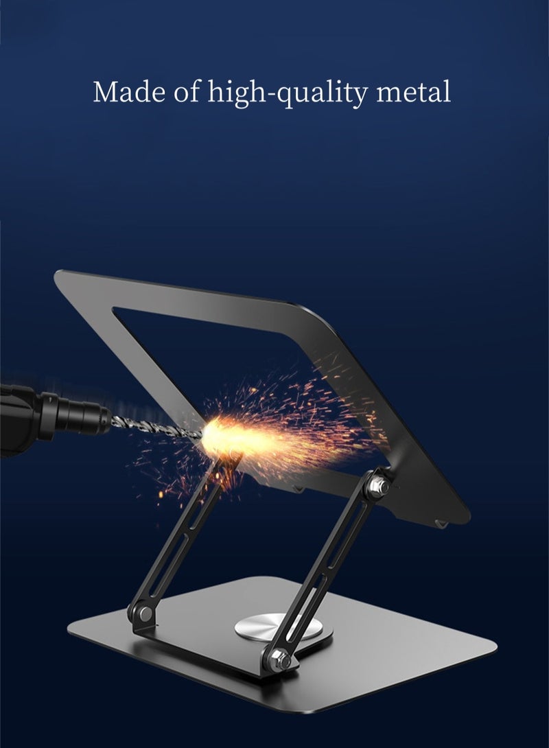 Captaintech Ergonomic Adjustable Laptop Stand with 360 Rotation Suitable for 11 to 17 inch Laptops Compatible with MacBook Pro Air and More Stable Foldable Design Black - Image 3