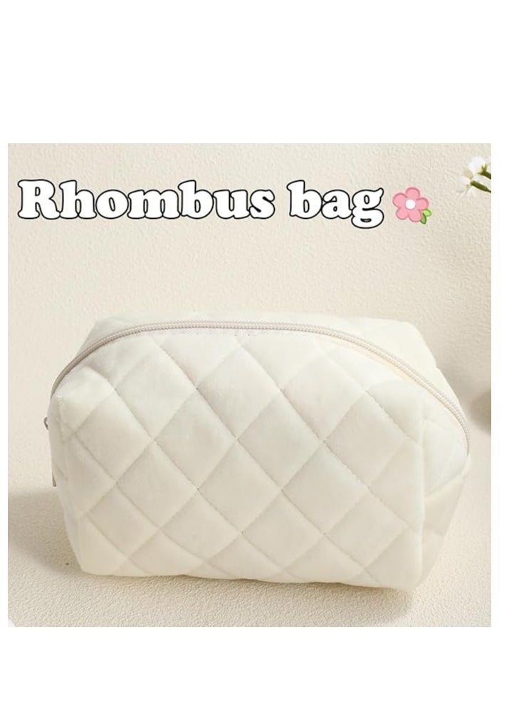 Lydztion - LYDZTION Plush Makeup Bag Cosmetic Bag for Women,Zipper Large Solid Color Travel Toiletry Bag Travel Make Up Toiletry Bag Washing Pouch - Image 1