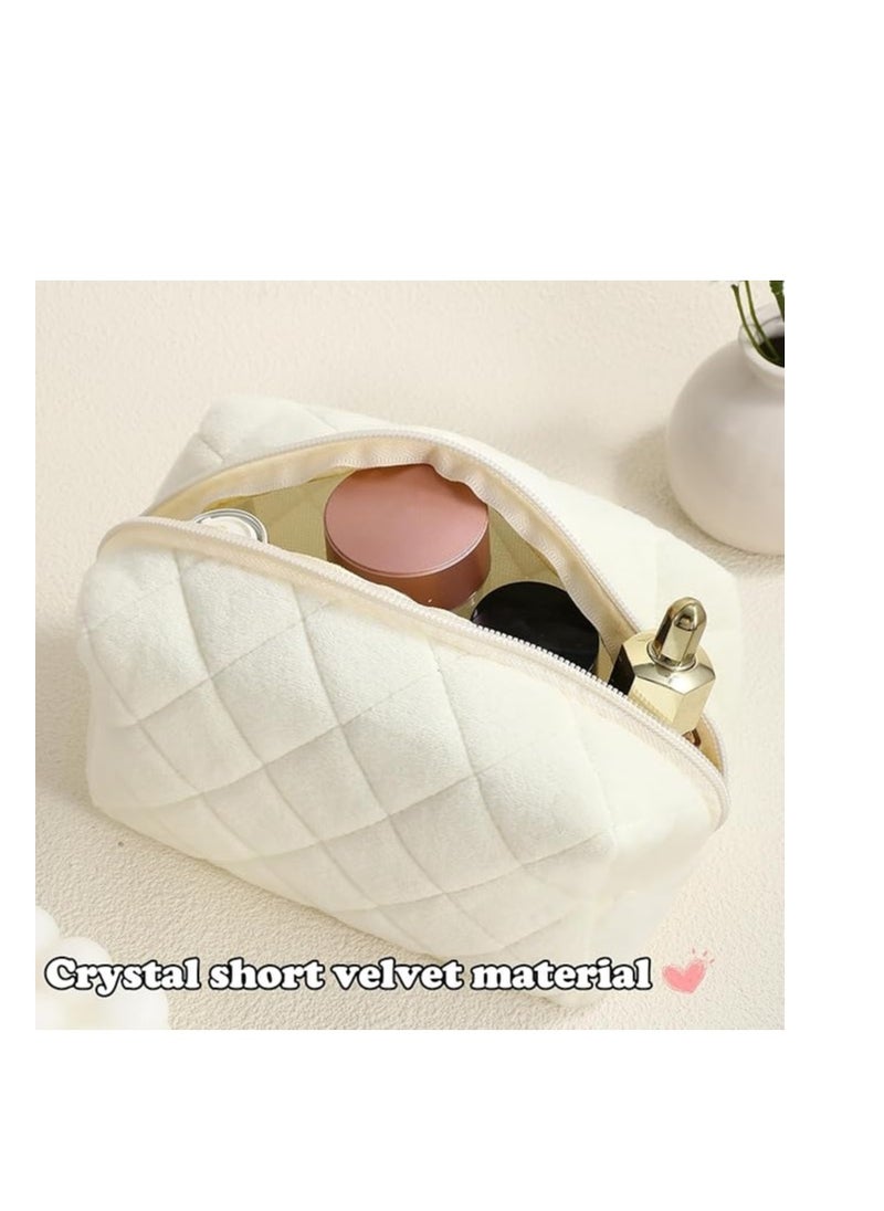 Lydztion - LYDZTION Plush Makeup Bag Cosmetic Bag for Women,Zipper Large Solid Color Travel Toiletry Bag Travel Make Up Toiletry Bag Washing Pouch - Image 1