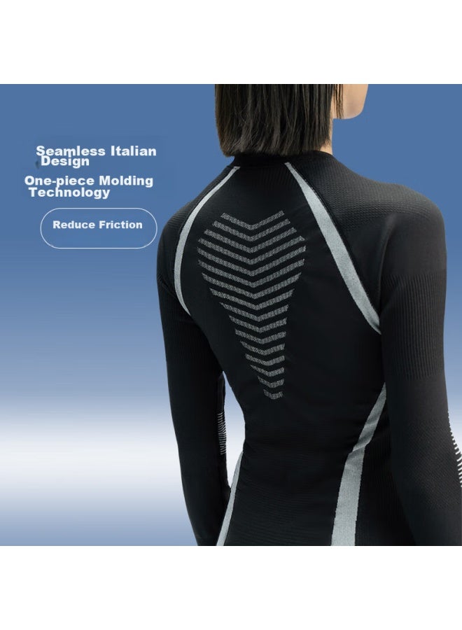 UTO Uto Quick-dry Compression Base Layer For Women, Functional Underwear For Skiing, Outdoor Sports, Running, Warm Set, Classic Black, M - Image 4