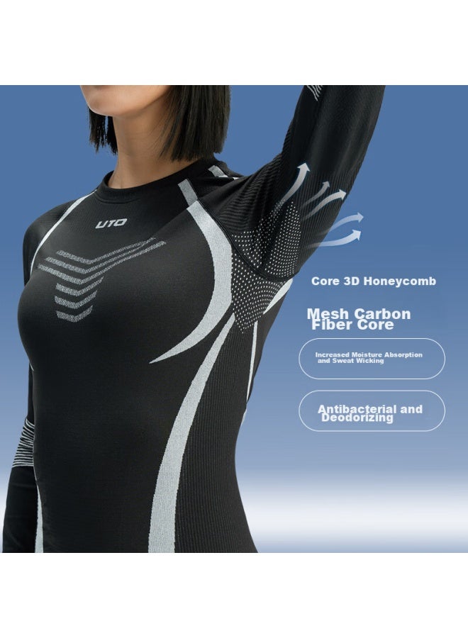 UTO Uto Quick-dry Compression Base Layer For Women, Functional Underwear For Skiing, Outdoor Sports, Running, Warm Set, Classic Black, M - Image 3