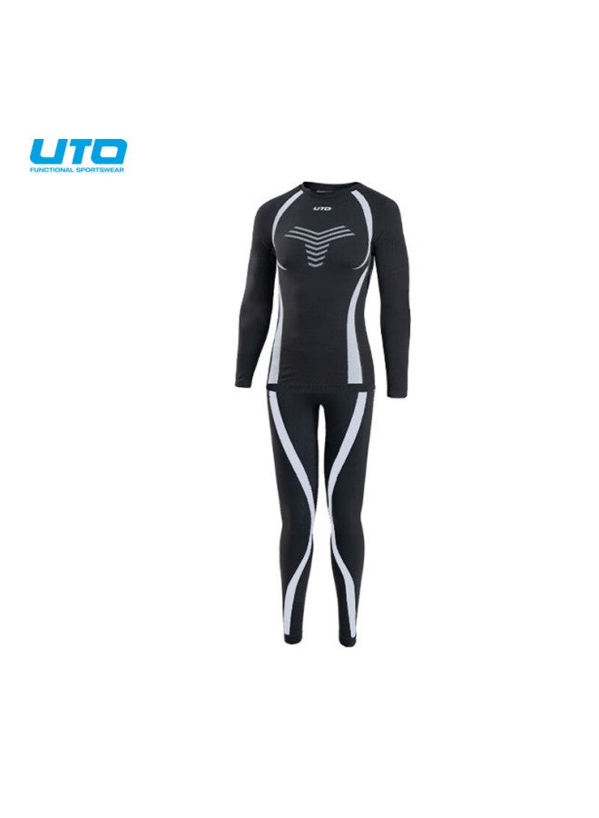 UTO Uto Quick-dry Compression Base Layer For Women, Functional Underwear For Skiing, Outdoor Sports, Running, Warm Set, Classic Black, M - Image 2