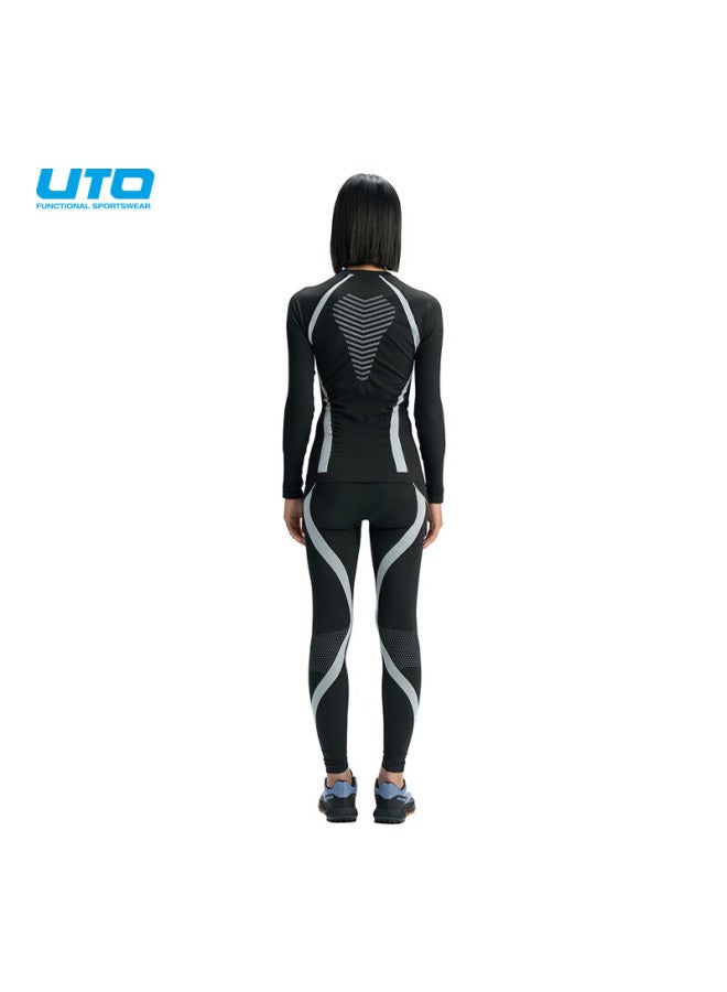 UTO Uto Quick-dry Compression Base Layer For Women, Functional Underwear For Skiing, Outdoor Sports, Running, Warm Set, Classic Black, M - Image 1