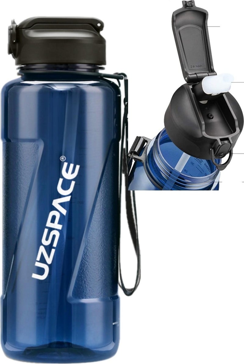 UZSPACE قارورة ماء ترايتان بحجم ميجا مع شفاطة 1500 مل  - Image 1