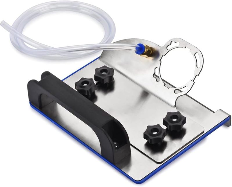 Tile Cutting Stand: Silver + Blue, Secure Clamping System, Metal Construction - Adjustable Fit For 45 Mm Max Diameter Tools For Home Renovations, Professional Installations - Image 2