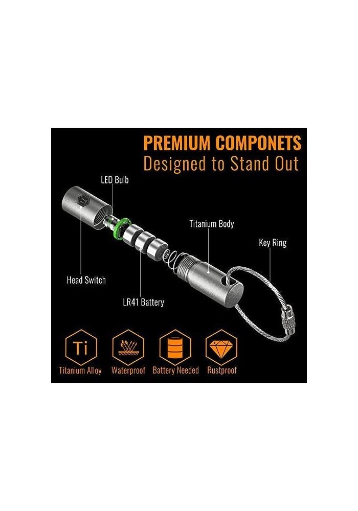 KeyUnity Titanium Mini LED Flashlight Keychain - Waterproof Torch for Outdoor Activities - Image 5