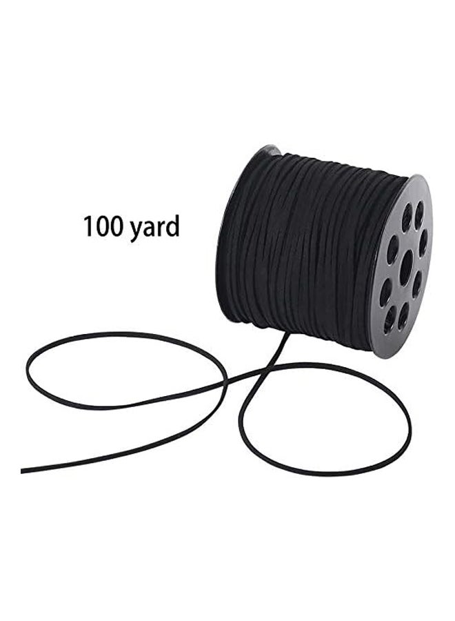 LWPITTY 3 مم × 100 ياردة حبل من جلد الغزال الأسود من الدانتيل من جلد الغزال مع بكرة لف لقلادة السوار والحرف اليدوية ذاتية الصنع - Image 2