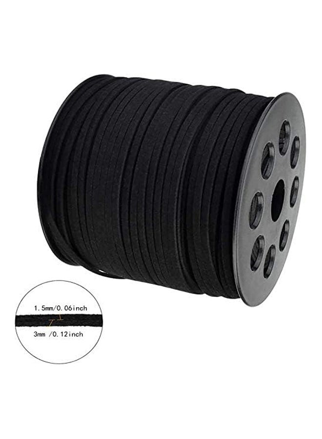 LWPITTY 3 مم × 100 ياردة حبل من جلد الغزال الأسود من الدانتيل من جلد الغزال مع بكرة لف لقلادة السوار والحرف اليدوية ذاتية الصنع - Image 3