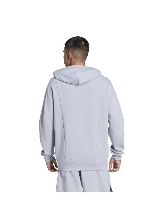 adidas هودي رمادي بغطاء رأس للرجال - Image 3