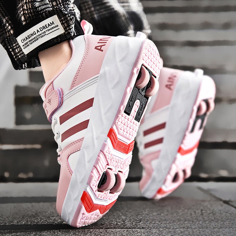Children'S Heelys Roller Skating Girls' Shoes Internet Celebrity Four-Wheel Heelys Shoes Students' Invisible Roller Skates Shoes With Wheels - Image 4