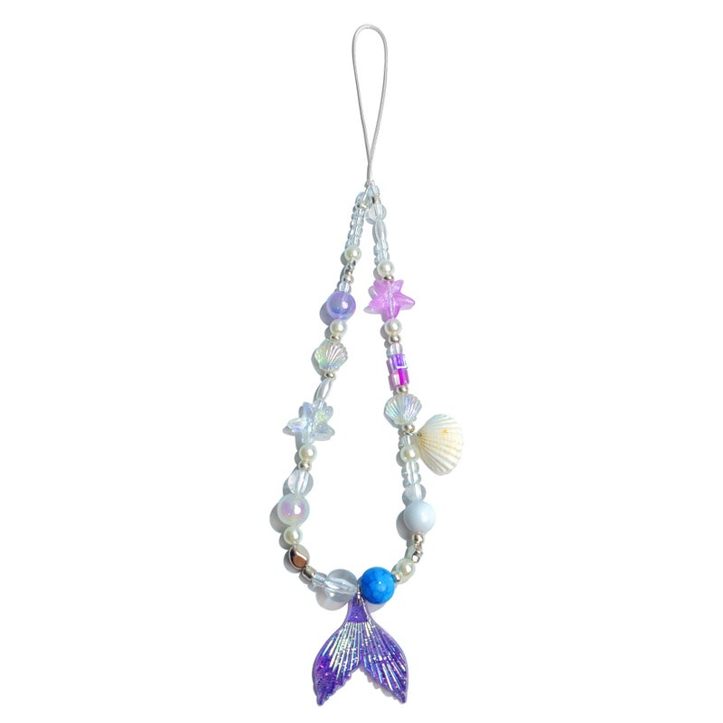cioatu Phone Charms Cute Cherry Butterfly Cell Phone Lanyard Strap Wrist Strap for Bag Airpods Camera Pendants Decor (Purple Mermaid Tail) - Image 1