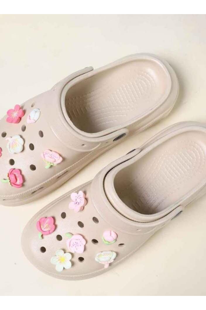 Pink cherry blossom decorated beach thick-soled non-slip slippers - Image 2