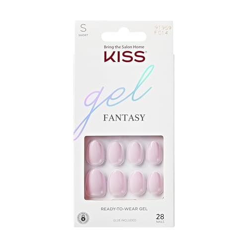 KISS Gel Fantasy, Press-On Nails, Nail glue included, 'Pure Love', Light Pink, Short Size, Almond Shape, Includes 28 Nails, 2G Glue, 1 Manicure Stick, 1 Mini File - Image 3