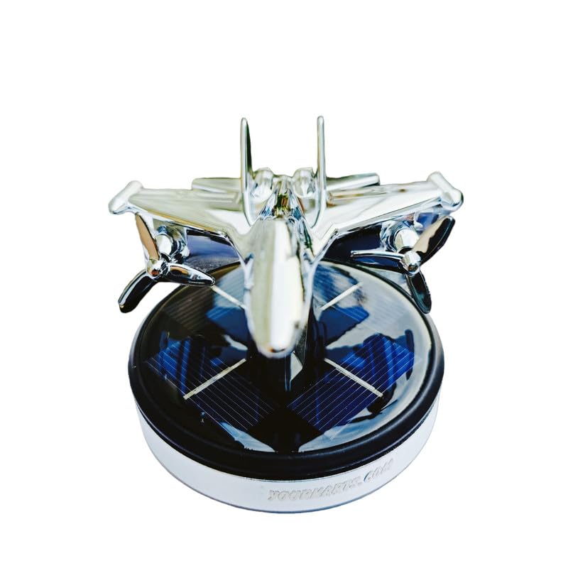 YOURKARTS.COM Solar Powered Car Perfume Diffuser/Dispenser | Jet Plane Design, Auto Rotation Fan | For Car Dashboard with Perfume liquid & Organic Fragrance - (SILVER, Pack of 1) - Image 3