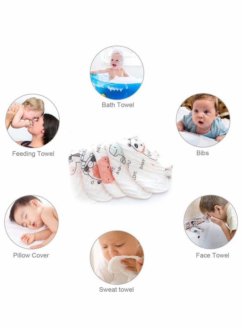 Excefore Baby Washcloths, 5 Pcs Baby Shower Washcloths Cotton Natural Soft Face Towels 30X30 CM - Image 5