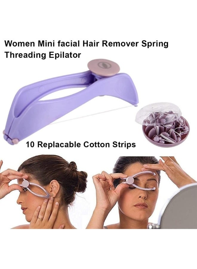 طقم ملقط خيط لإزالة شعر الحواجب والوجه والجسم للنساء، يُستخدم لتحديد الحواجب وتشذيبها، وأداة/ماكينة/أجهزة إزالة شعر الوجه والذقن والشفة العليا (جهاز + 10 خيوط) - Image 3