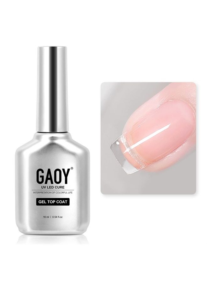 GAOY Gel Top Coat for Gel Nail Polish, 16ml No Wipe Clear Finish, High Gloss Varnish for Long Lasting UV Gel Nail Art DIY - Image 1