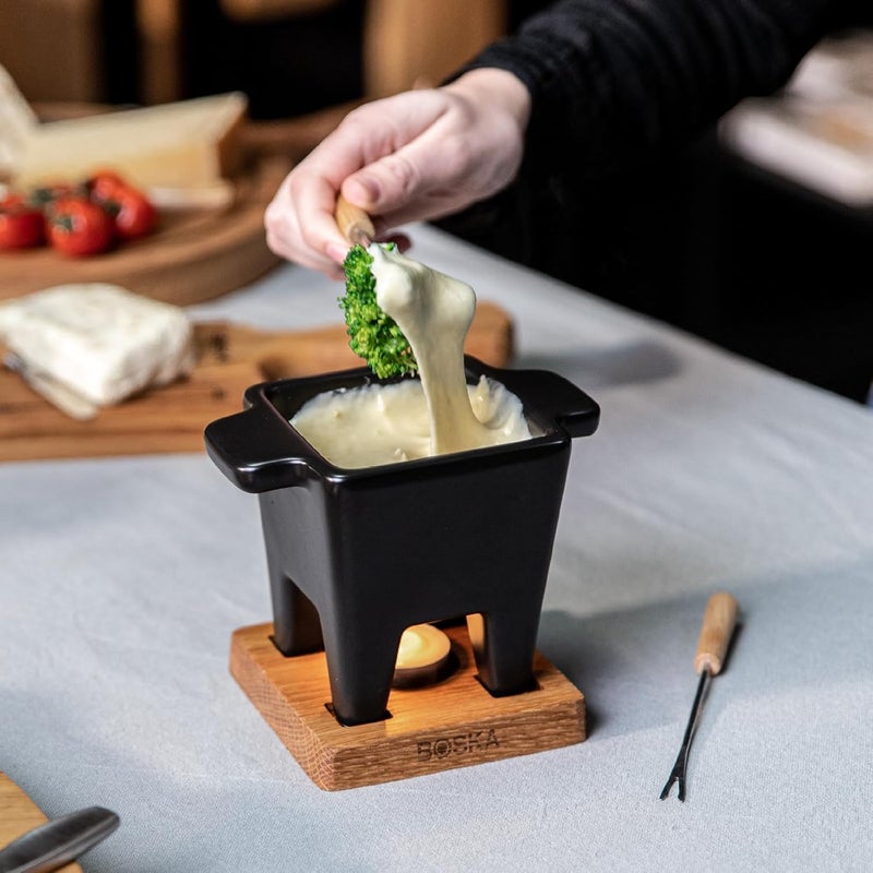 Boska Fondue Set Nero - Mini Tapas Fondue Set with Tea Light for 175g Melted Cheese, Includes Fondue Forks, Microwave and Dishwasher Safe - Image 4