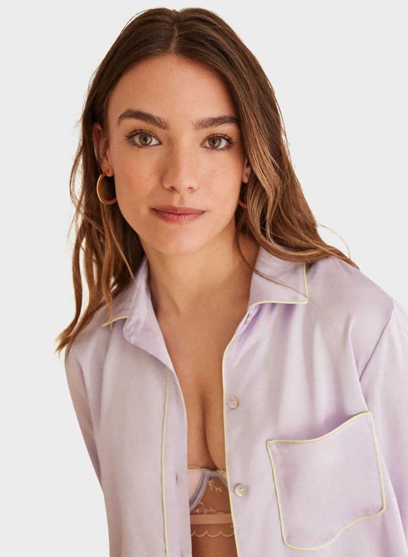 ومن سيكريت Low Waist Satin Pyjama Set