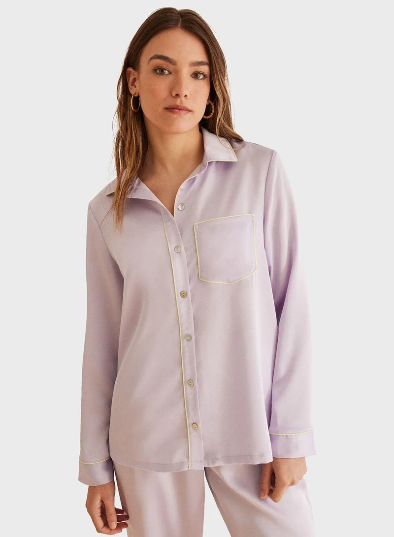ومن سيكريت Low Waist Satin Pyjama Set