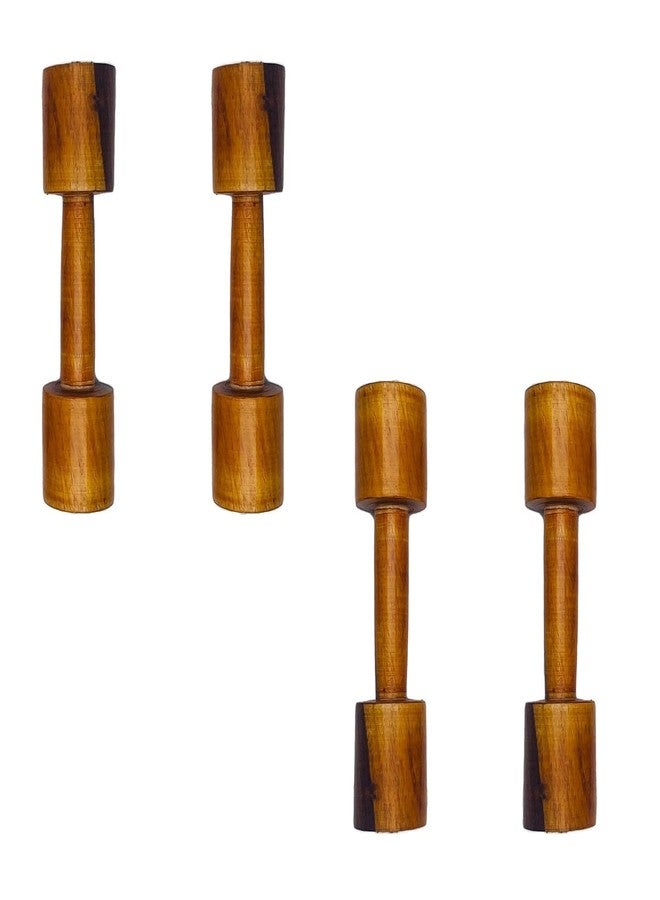 Aywal Wooden Dumbbells for PT | For Kids | For Warm Up Exercises | For Girls and Boys | Premium wood | Good Finishing pack of 4 (2 pair) brown color - Image 1