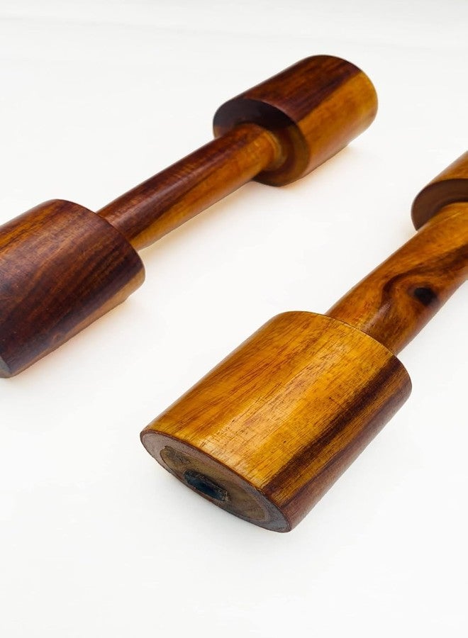 Aywal Wooden Dumbbells for PT | For Kids | For Warm Up Exercises | For Girls and Boys | Premium wood | Good Finishing pack of 4 (2 pair) brown color - Image 3