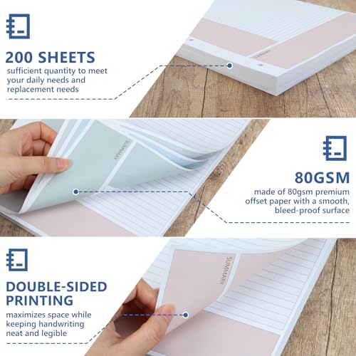 OKWUYiK 200 Sheet Colored Cornell Notes Loose Leaf Paper 8.5×11 Inch for 3 Ring Binder College Ruled Taking System Filler Paper Letter Size Notebook Refill Paper Bulk for School Office Business Home 80gsm - Image 3