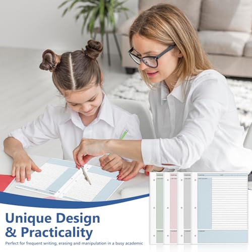 OKWUYiK 200 Sheet Colored Cornell Notes Loose Leaf Paper 8.5×11 Inch for 3 Ring Binder College Ruled Taking System Filler Paper Letter Size Notebook Refill Paper Bulk for School Office Business Home 80gsm - Image 5