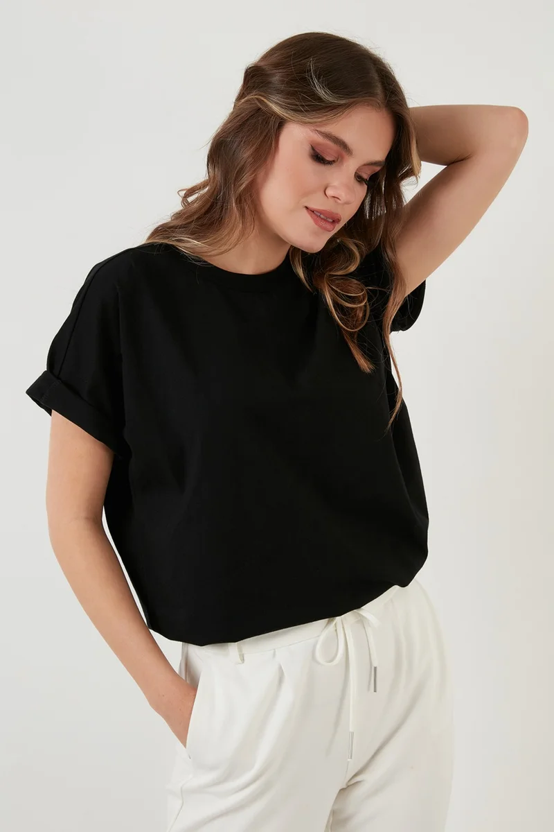 ليلا Oversize 100% Cotton Crew Neck Basic T Shirt Women's T Shirt 5864489