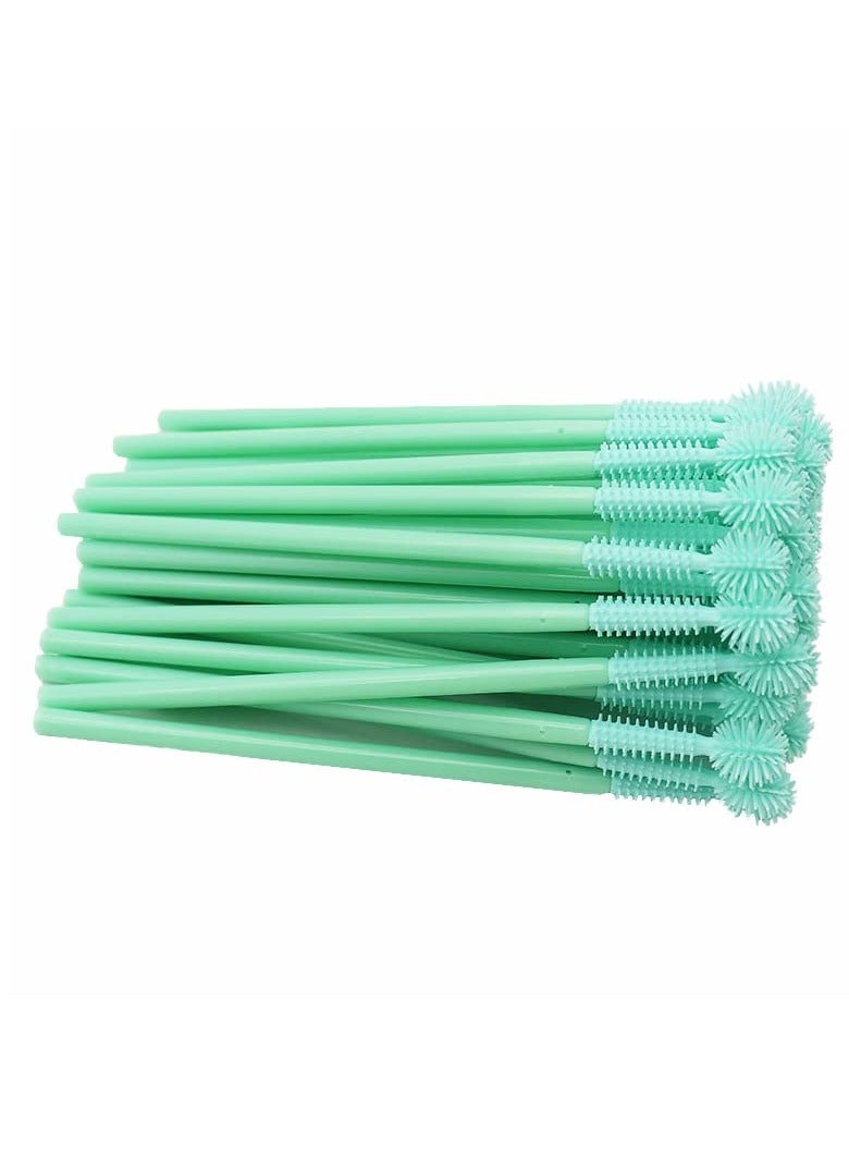 80PCS Mascara Brushes, Mascara Brushes Wands One-Off Disposable Silicone Eyelash Comb Makeup Tool Kit Set, 4 Types Spoolie Brush for Makeup, Mint Green