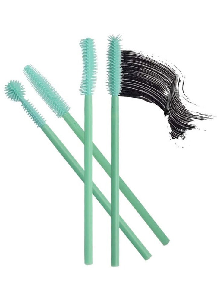 80PCS Mascara Brushes, Mascara Brushes Wands One-Off Disposable Silicone Eyelash Comb Makeup Tool Kit Set, 4 Types Spoolie Brush for Makeup, Mint Green