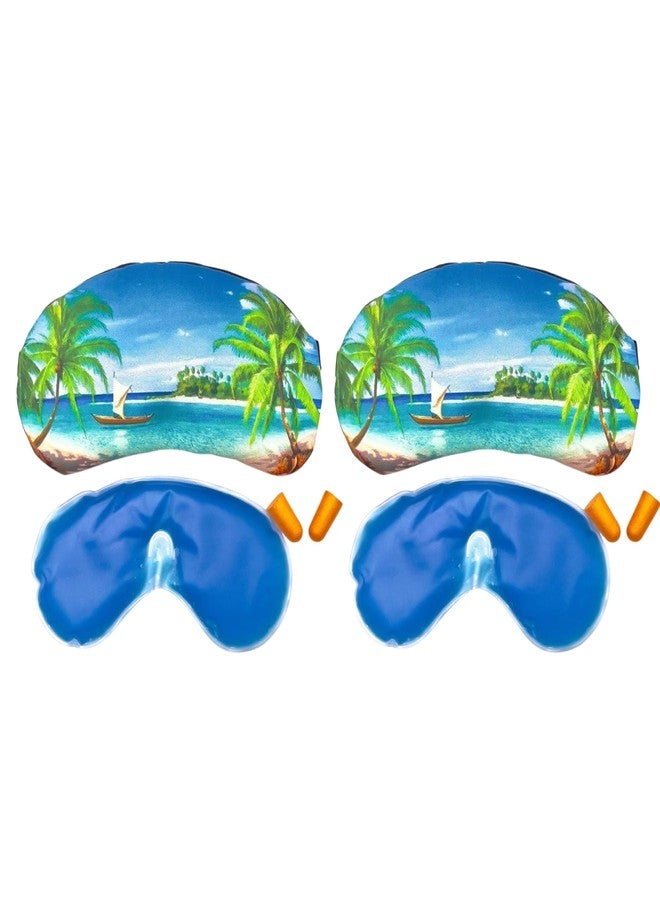 Samtrish Luxury Sleep Mask Set – Tropical Eye Mask with Cooling Gel & Earplugs for Travel & Relaxation Includes Gel Eye Mask & Noise-Blocking Earplugs | Pack of 2 - Image 1