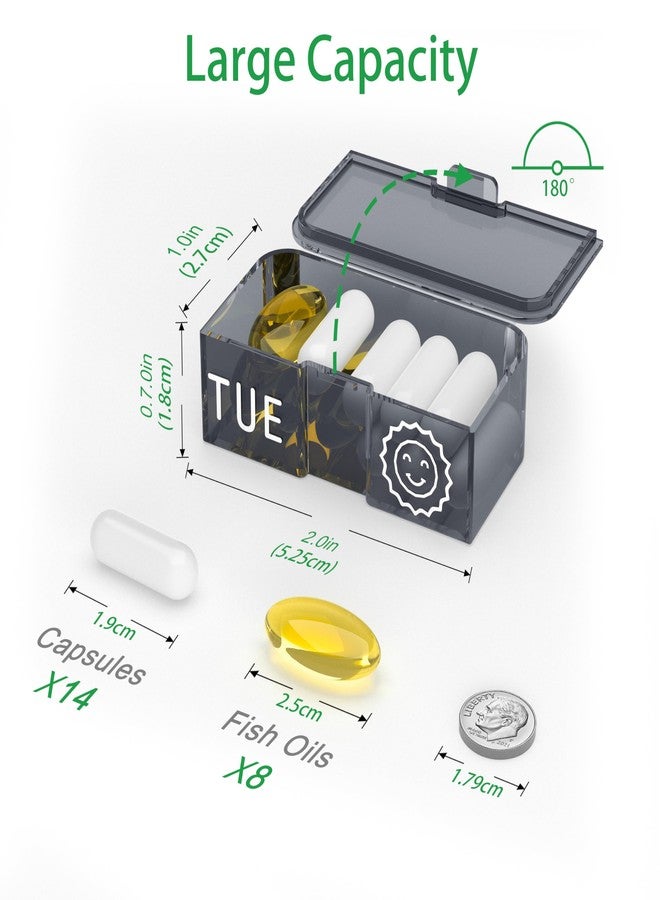TALVOLC M Pill Organizer 7 Day AM PM, Discreet 2 Times a Day Weekly Pill Box with Double Protection Shell, Large Capacity Portable Vitamin Case for Travel Meds & Medicine Organizer (Orange - Image 4