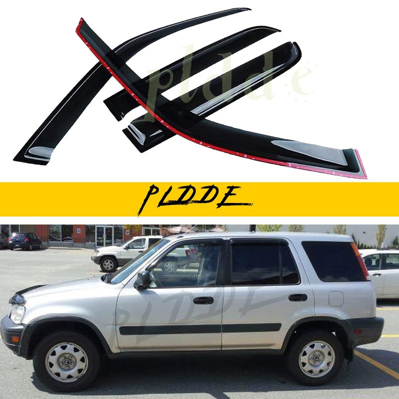 PLDDE 4pcs Compatible with 19972001 CRV CRV FrontRear JDM Smoke SunRain Guard Outside Mount TapeOn Window Visors