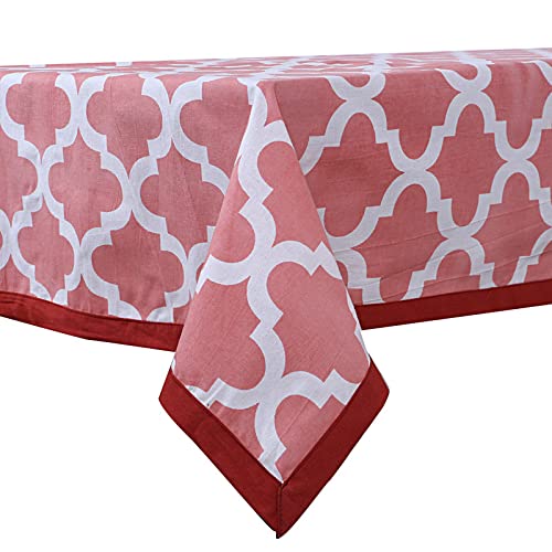 INDHOME LIFE INDHOME LIFE Pure Cotton Abstract Style Jaipuri Style Center Table Cloth Cover Red Colour 60 inches X 90 inches 6 Seater - Image 1