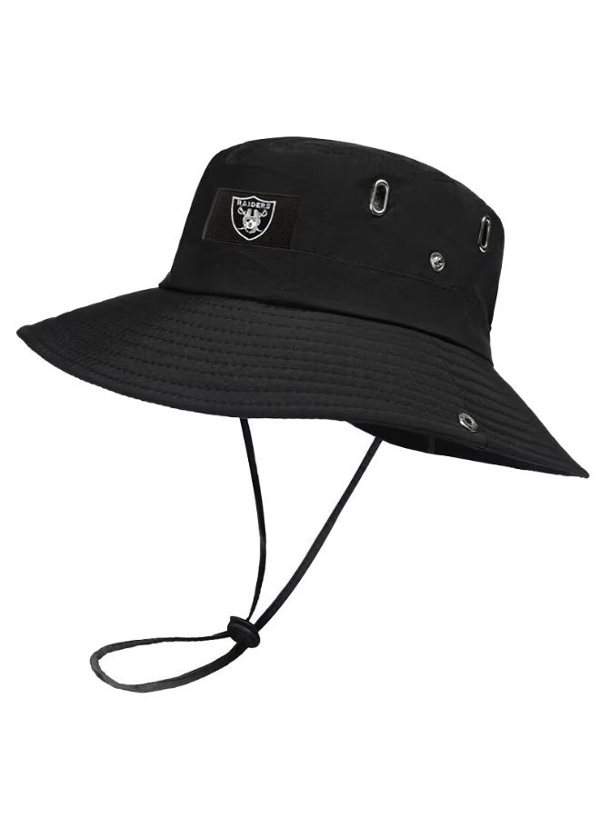 Las Vegas Raiders Black Boonie Bucket Hat - Official Team Logo Outdoor Sun Hat with Secure Fit for Fans