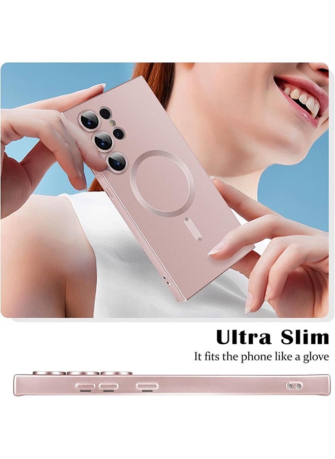 Samsung Galaxy S24 Ultra Case with Full Camera Lens Protection, 【Support Magsafe Charger】 Matte Luxury Soft Metallic Luster Design Soft TPU Anti-Scratch Shockproof Phone Case with Wireless Charging