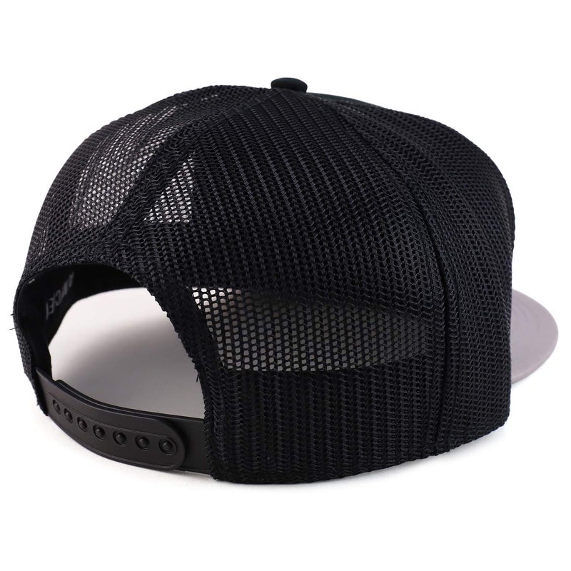Armycrew Oversize XXL Blank Flatbill Mesh Snapback Cap - Black - 2XL - Image 3