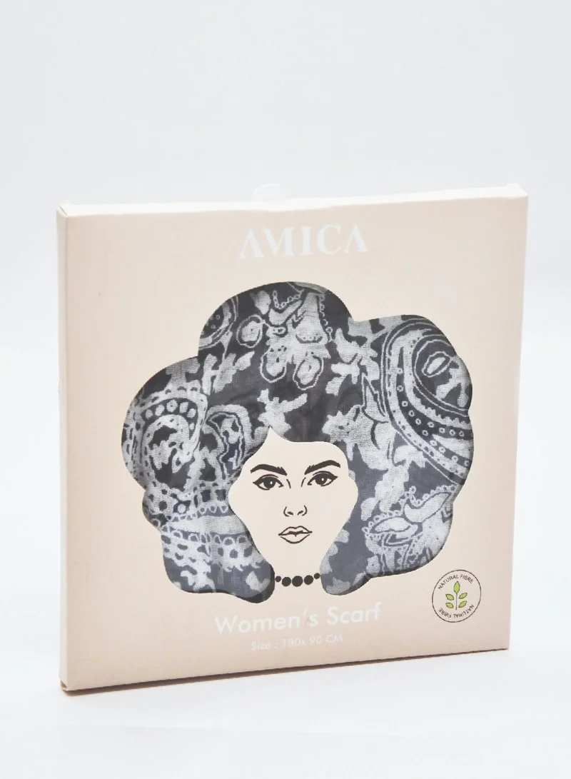 Amica  Hijab Natural Fiber Soft Head Scarf for Women - Blue for Women | Best Price UAE