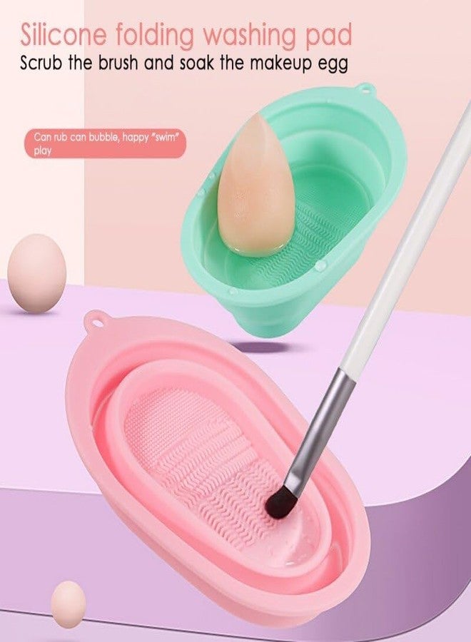 B-LADY Silicone Makeup Brush Cleaning Mat, Cosmetic Brush Cleaner, Brush Cleaning Pad, Foldable Makeup Brush Cleaning Bowl, Suitable for Makeup Brush, Makeup Sponge, Powder Puff - Image 2