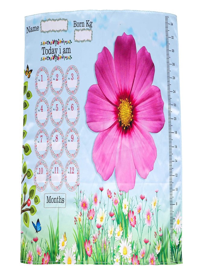 Keshav Creation Baby Boy's and Baby Girl's Monthly Milestone Forever Love Growth Chart Picture Blanket with Month Marker Multicolour 0 to 12 Months_Flower - Image 2