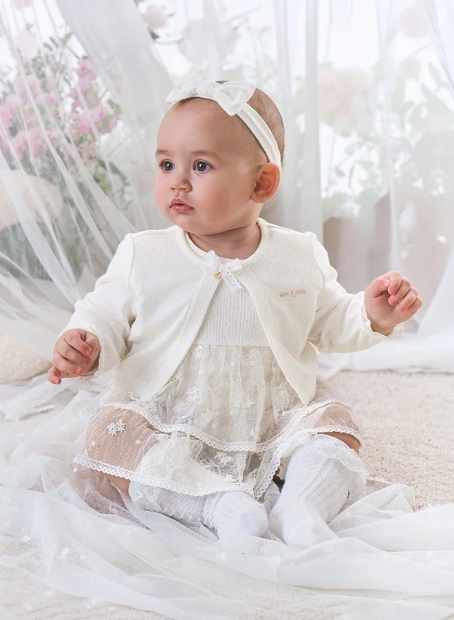 ديف اند بيلا طقم فستان رومبير أبيض مكون من 3 قطع