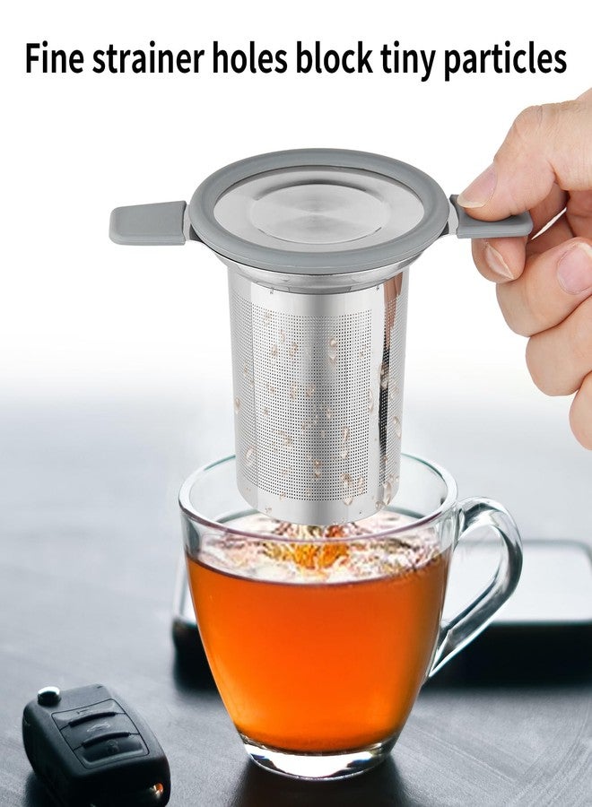 Ohtomber Tea Infuser Strainers, Stainless Steel Loose Leaf Tea Strainer Stepper with Heat Proof Double Handles, Extra Fine Mesh Ball Infusers, Diffuser Holder Filter for Mugs - Image 3