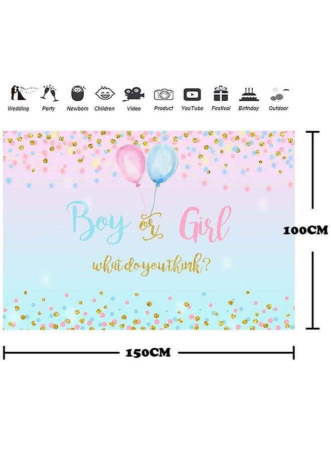 Peachjoy Baby Gender Reveal Party Supplies, Gender Backdrop Background Banner, Pink and Blue Gender Reveal Decorations, Party Supplies Kit for Baby Shower Decorations (100 * 150 cm) - Image 2