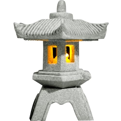 Daisylily Japanese Pagoda LED Lamp Statue Figurine, LED Lantern Pagoda Statue Figurines for Home Table Decor - Style C - Image 3