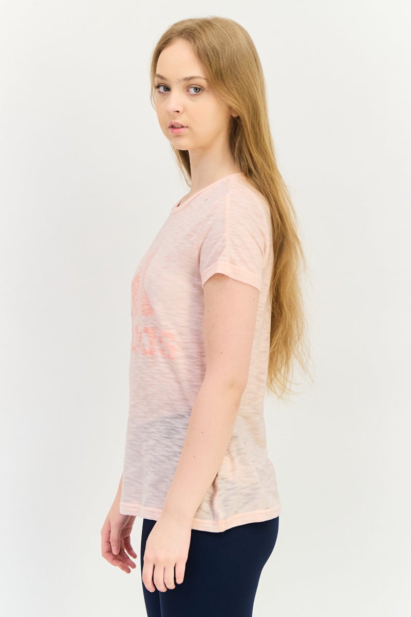 Adidas Women Sportswear Fit Short Sleeve Training Top, Light Pink - Image 2