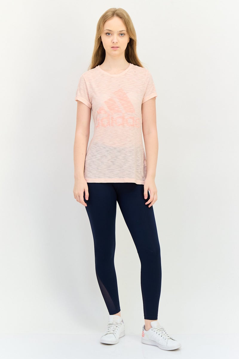 Adidas Women Sportswear Fit Short Sleeve Training Top, Light Pink - Image 4